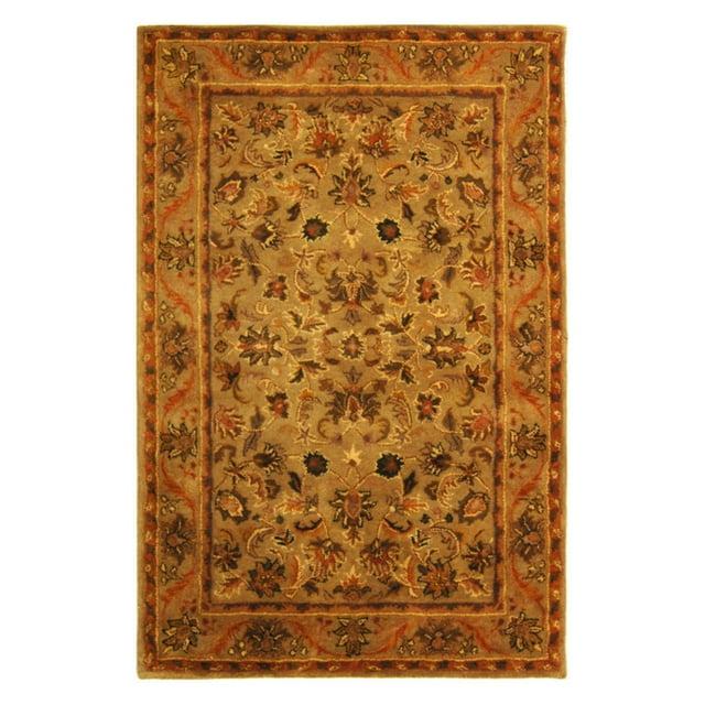 SAFAVIEH Antiquity Carmella Floral Bordered Wool Area Rug, Olive/Gold, 7'6" x 9'6"