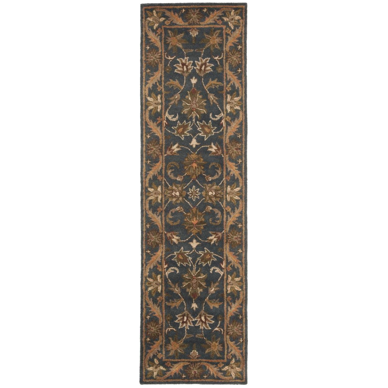 Antiquity Blue and Gold Hand-Tufted Wool Runner Rug