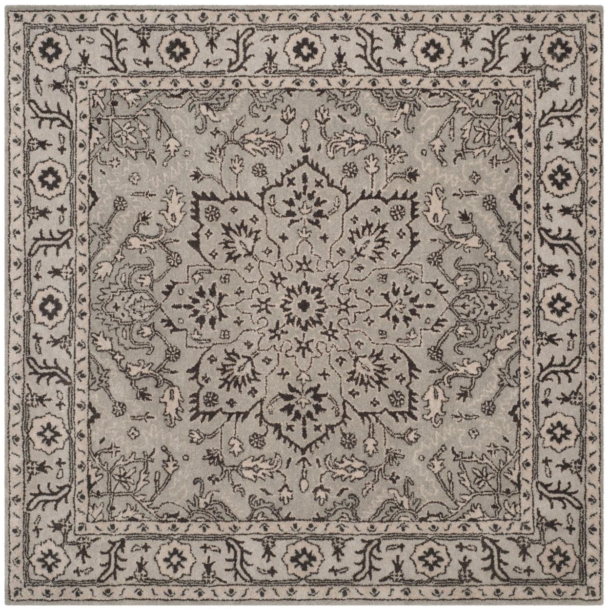 Antiquity AT58 Hand Tufted Area Rug - Grey/Beige - 6'x6' - Safavieh.