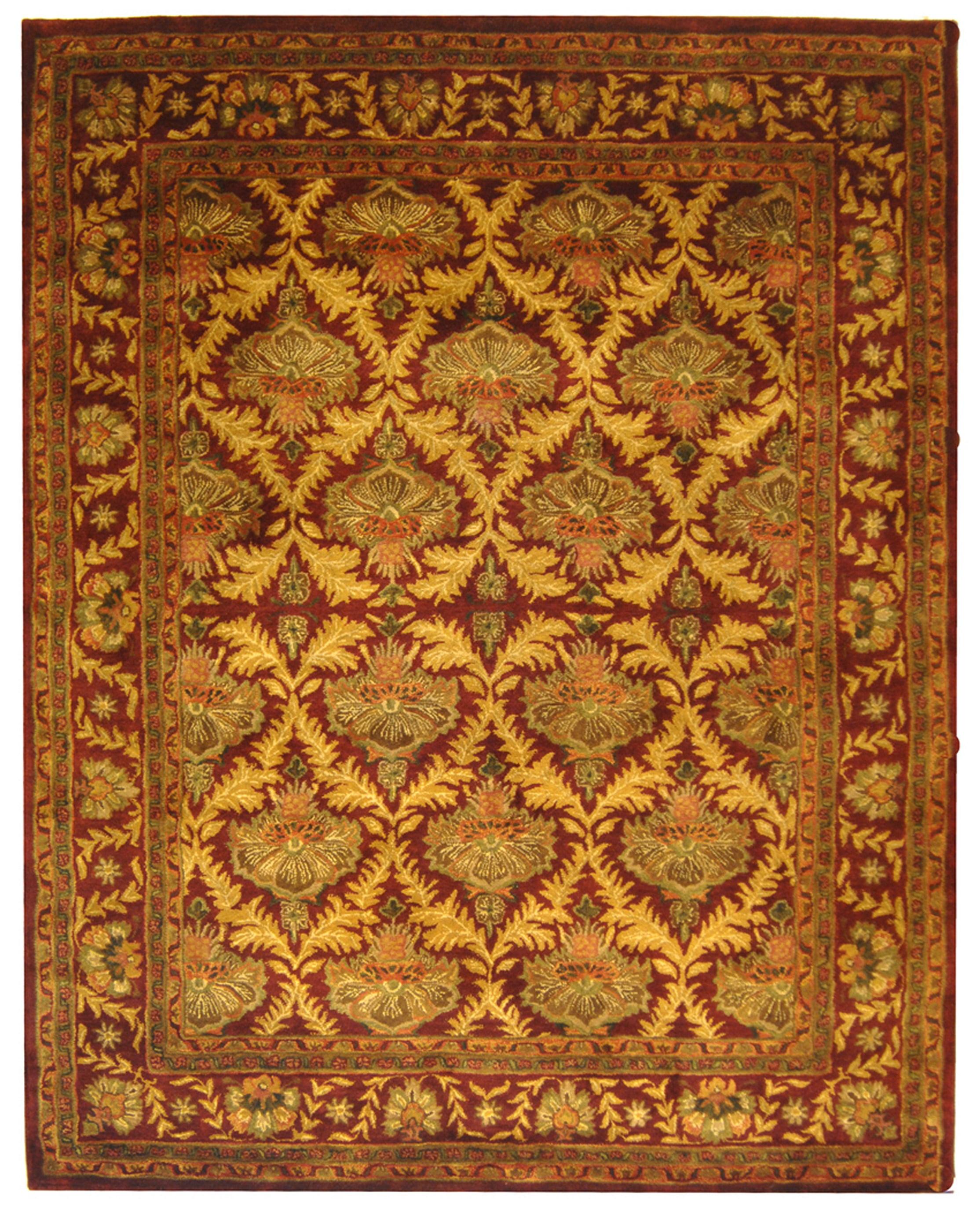 SAFAVIEH Antiquity Diarmait Traditional Floral Wool Area Rug, Wine/Gold, 8'3" x 11'