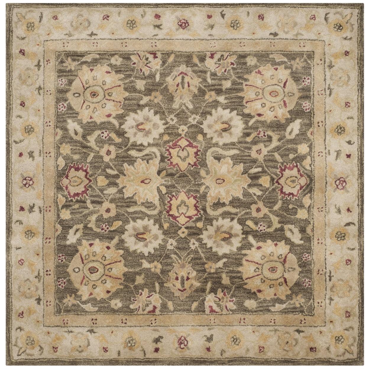 Heirloom Gray Wool 6' Square Hand-Tufted Area Rug