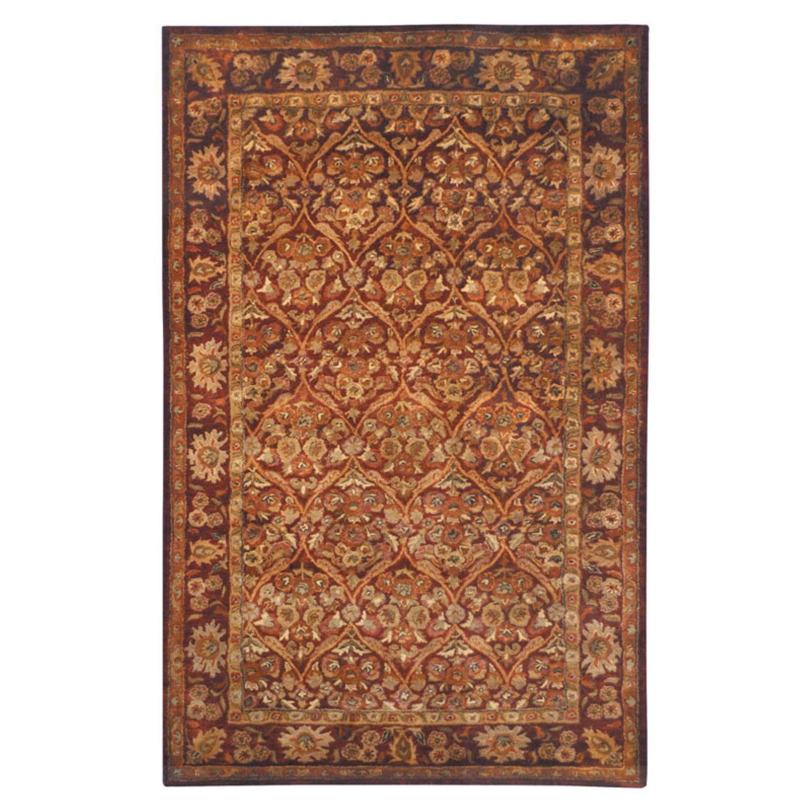 SAFAVIEH Antiquity Francine Floral Bordered Wool Area Rug, Wine/Gold, 5' x 8'