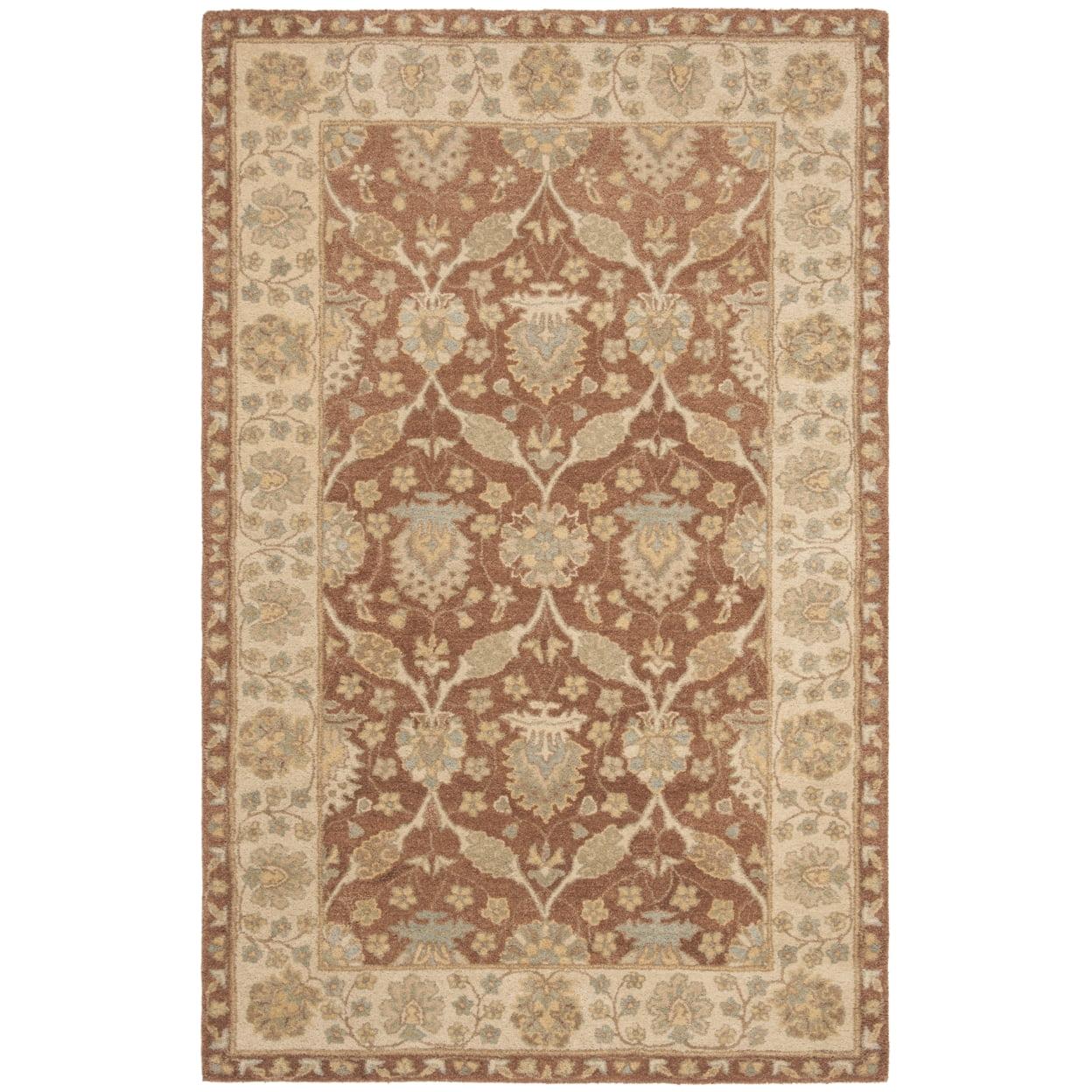 Handmade Brown and Taupe Wool 4' x 6' Area Rug