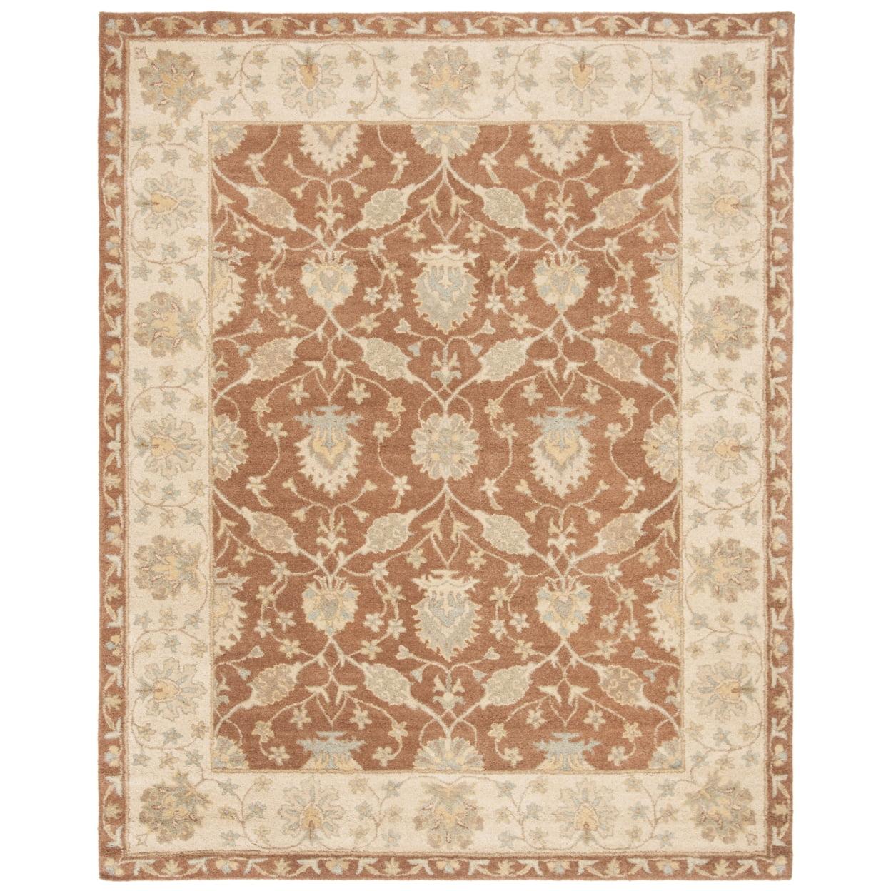 SAFAVIEH Antiquity Gisselle Traditional Floral Wool Area Rug, Brown/Taupe, 6' x 9'