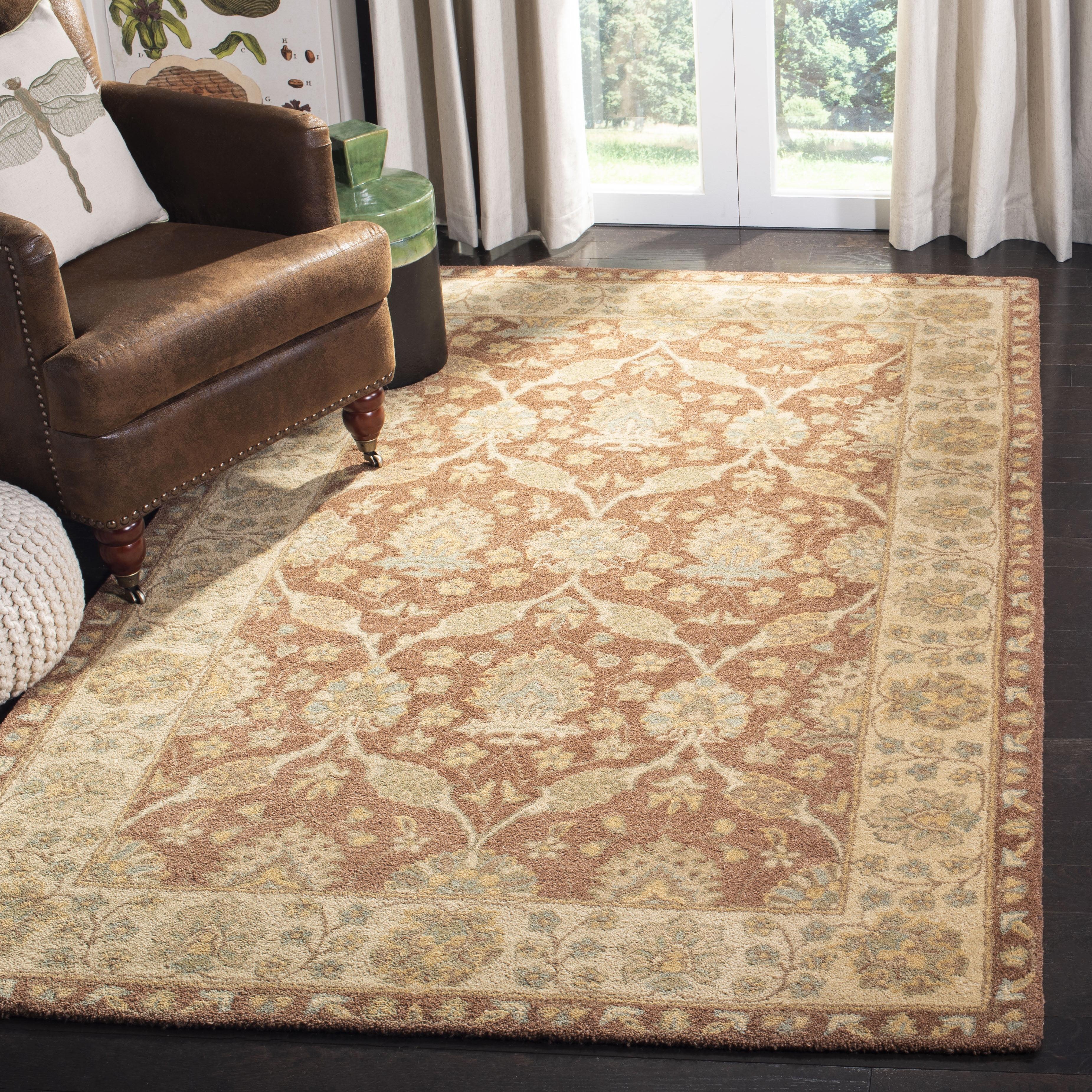 SAFAVIEH Antiquity Gisselle Traditional Floral Wool Area Rug, Brown/Taupe, 8' x 8' Square