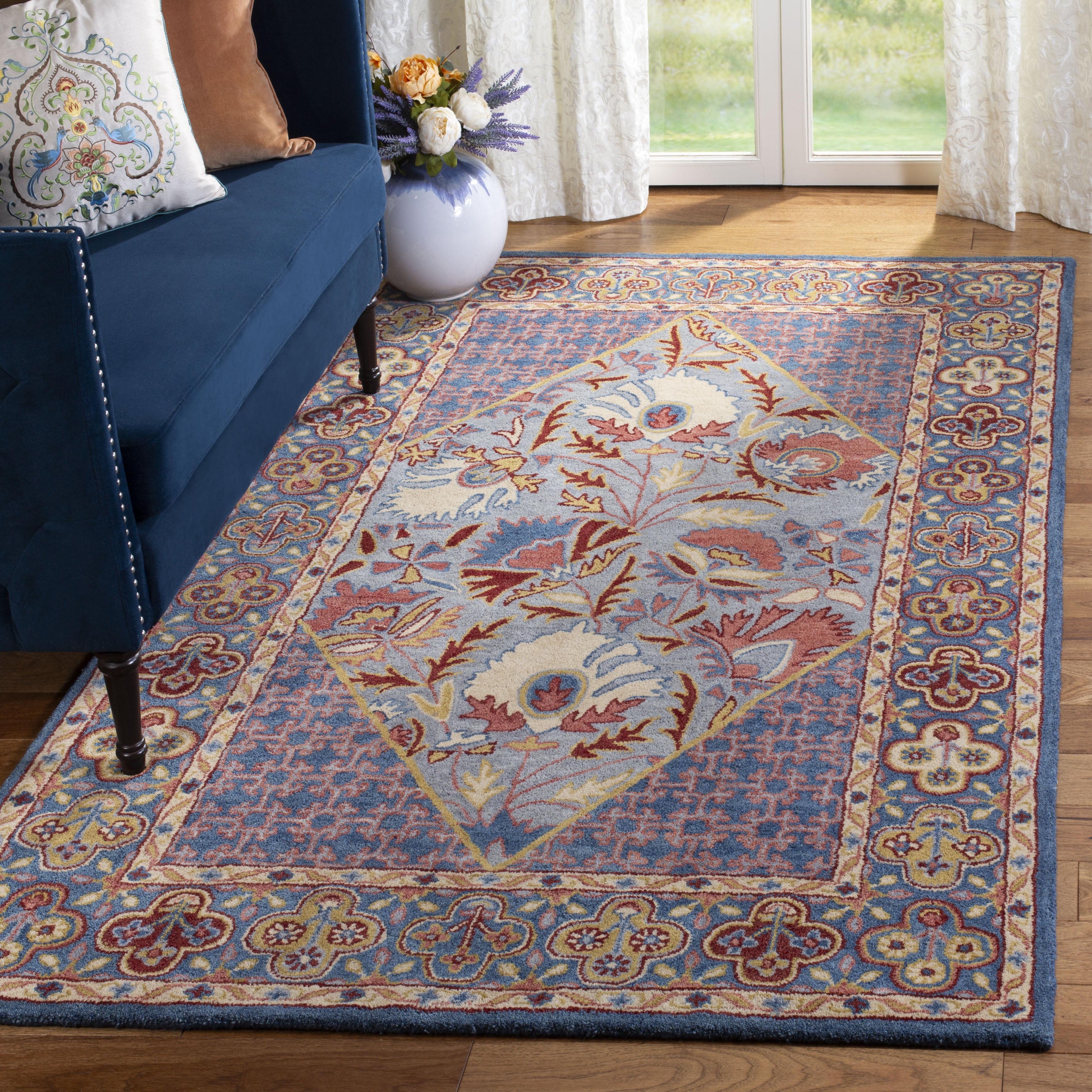 Antiquity AT508 Hand Tufted Area Rug - Blue/Red - 5'x8' - Safavieh.