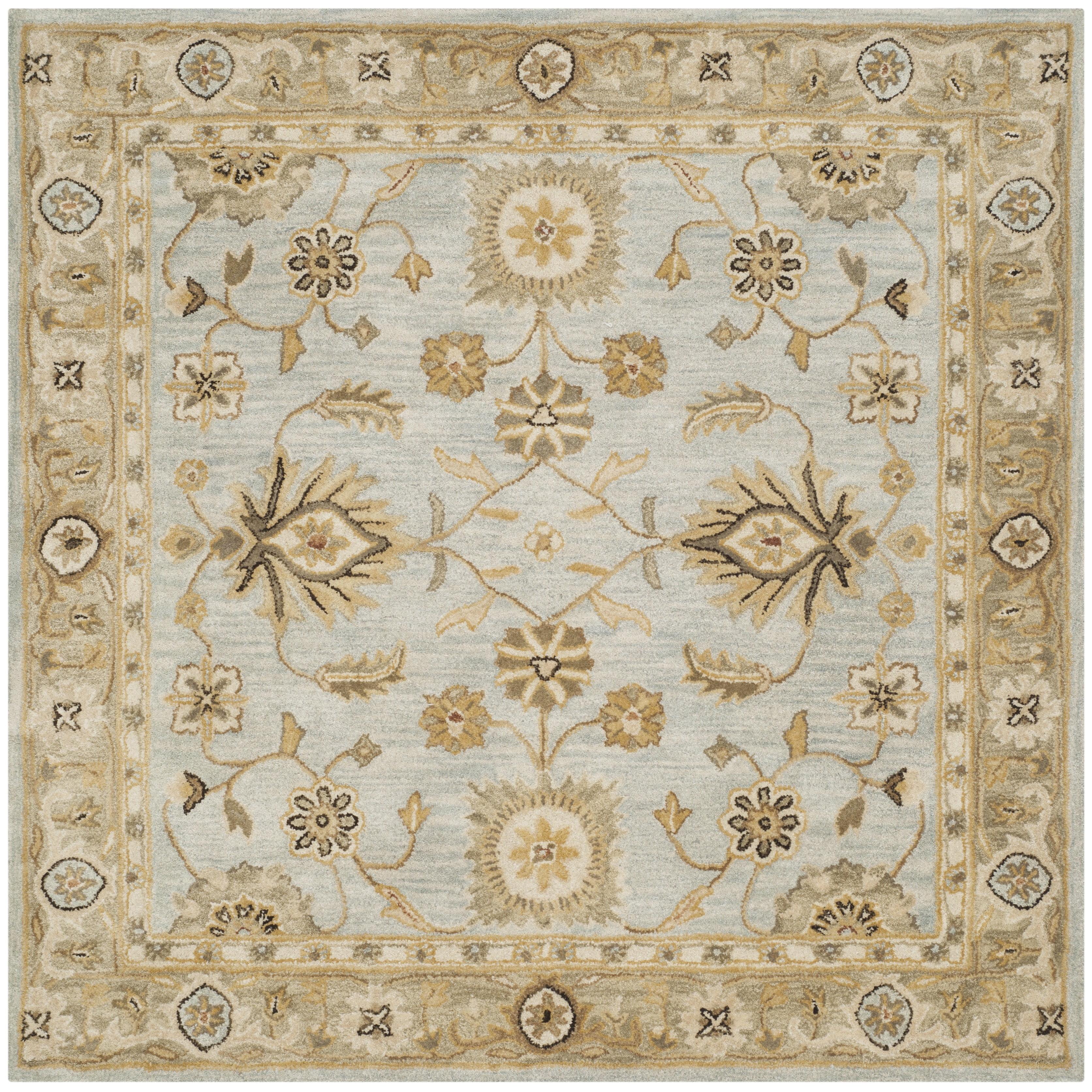 Antiquity AT856 Hand Tufted Area Rug - Light Blue/Sage - 6'x6' - Safavieh.