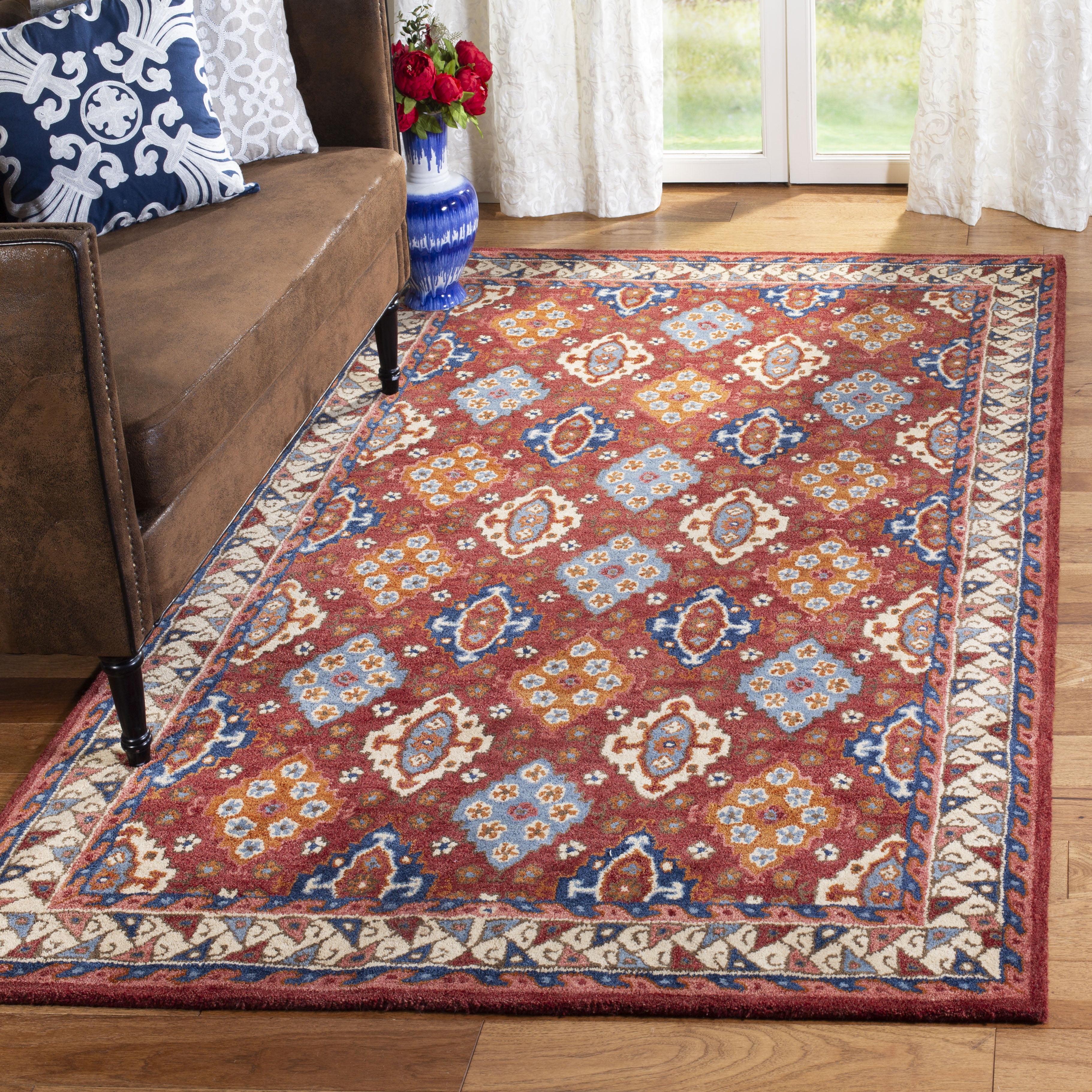 Heirloom Elegance Hand-Tufted Red Wool Area Rug, 4' x 6'