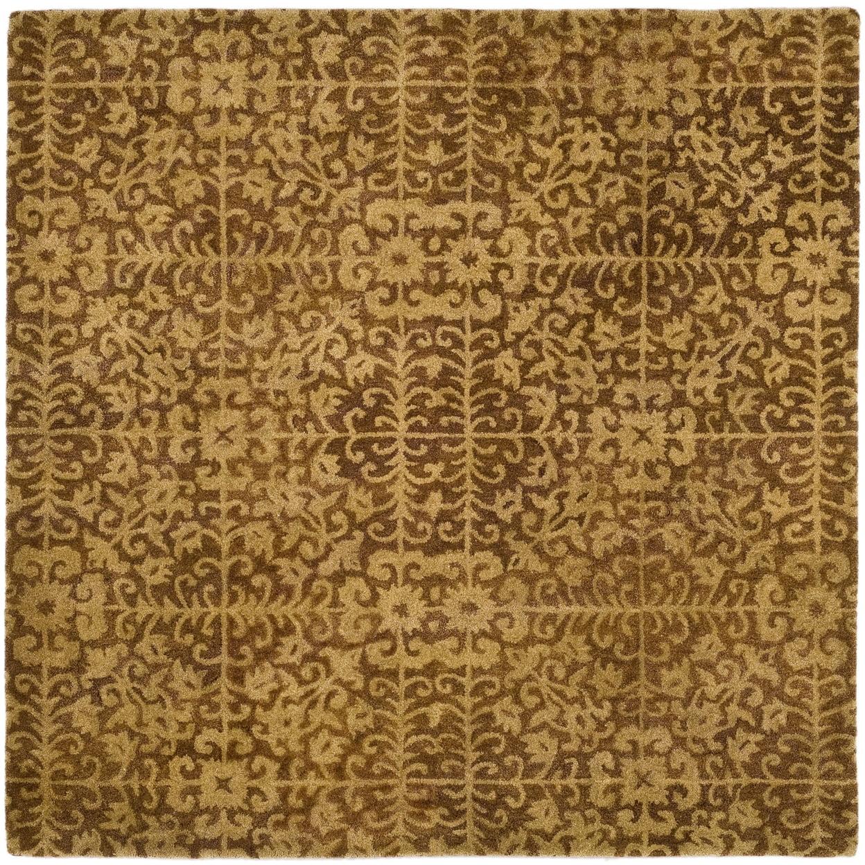 SAFAVIEH Antiquity Katelynn Geometric Wool Area Rug, Gold/Beige, 8' x 8' Square