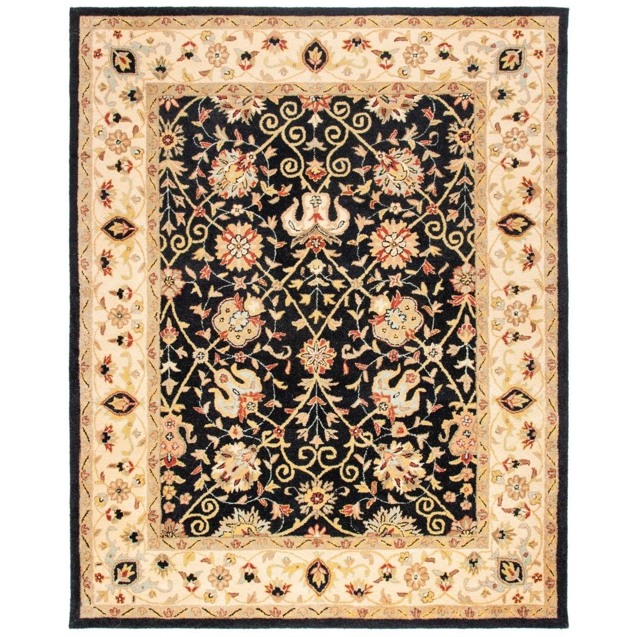 SAFAVIEH Antiquity Lilibeth Traditional Floral Wool Area Rug, Black, 2'3" x 4'