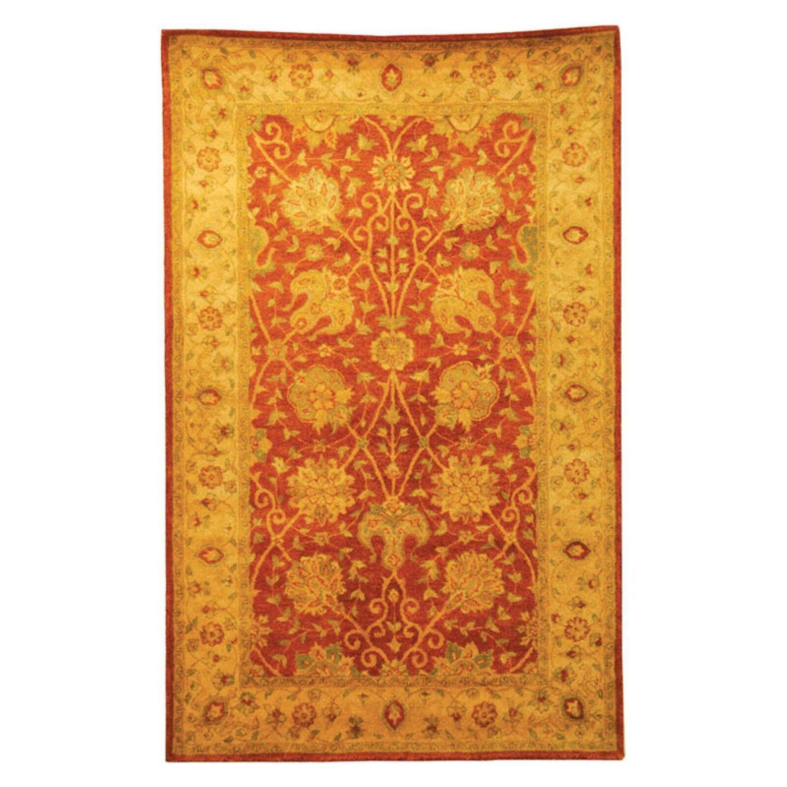 SAFAVIEH Antiquity Lilibeth Traditional Floral Wool Area Rug, Rust, 3'6" x 3'6" Round