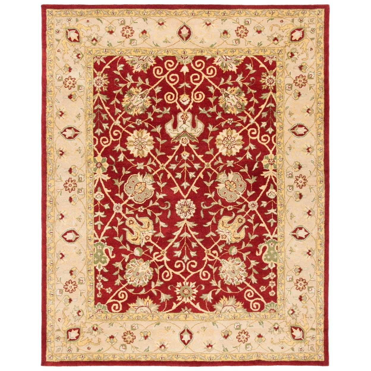 SAFAVIEH Antiquity Lilibeth Traditional Floral Wool Area Rug, Rust, 3'6" x 3'6" Round