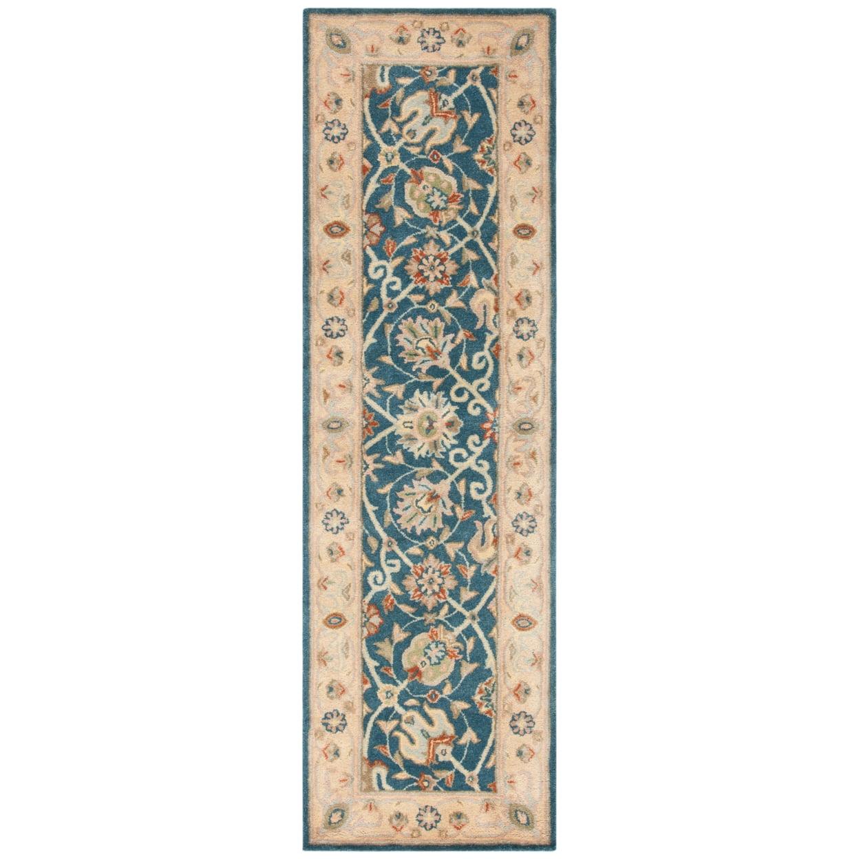 SAFAVIEH Antiquity Lilibeth Traditional Floral Wool Runner Rug, Blue, 2'3" x 10'