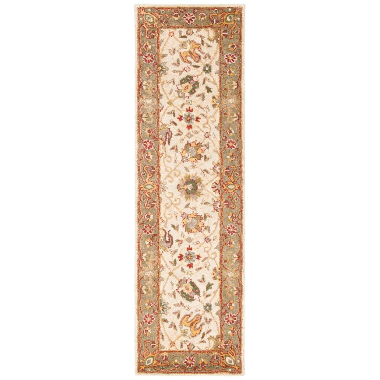 SAFAVIEH Antiquity Lilibeth Traditional Floral Wool Runner Rug, Ivory, 2'3" x 12'