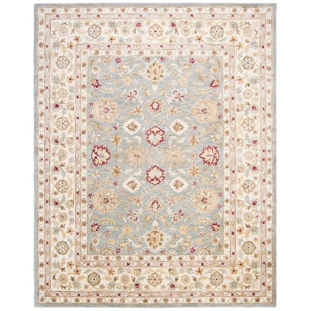 SAFAVIEH Antiquity Lorraine Floral Bordered Wool Area Rug, Grey Blue/Beige, 12' x 15'