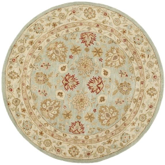 Antiquity AT822 Hand Tufted Area Rug - Grey Blue/Beige - 6' Round - Safavieh.