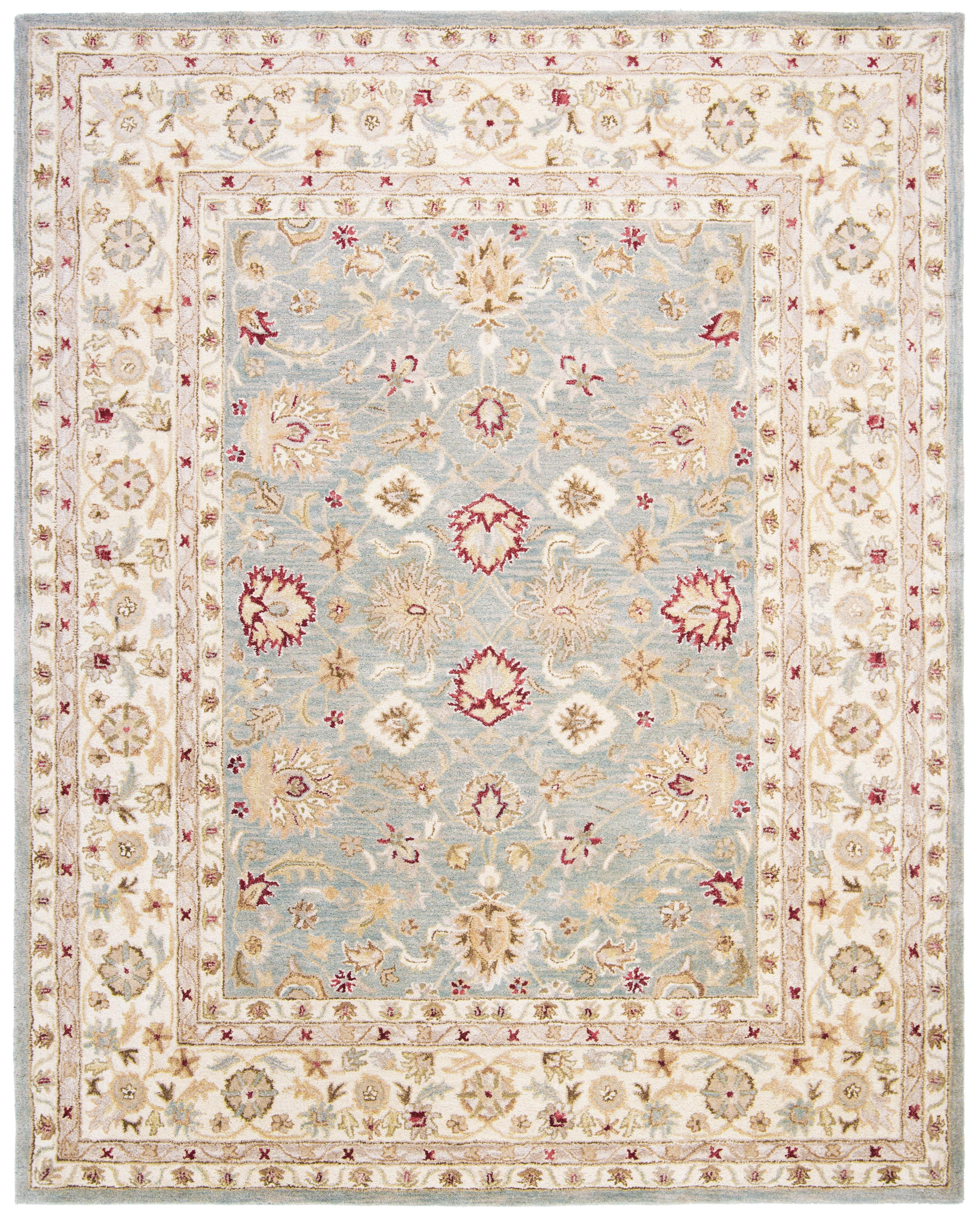Antiquity AT822 Hand Tufted Area Rug - Grey Blue/Beige - 8'x10' - Safavieh.