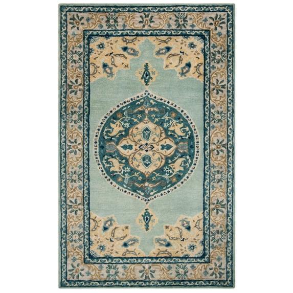 Antiquity AT66 Hand Tufted Indoor Area Rug - Turquoise/Silver - 6'x6' - Safavieh
