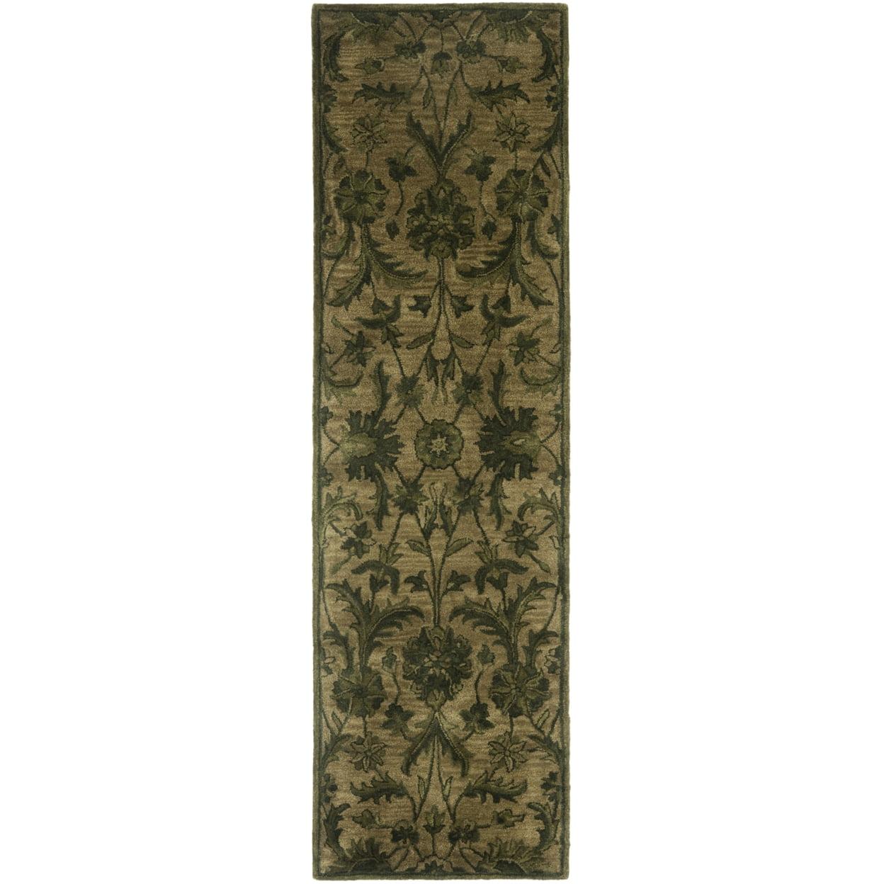 Elegance Revived Gray Floral Hand-Tufted Wool Runner Rug