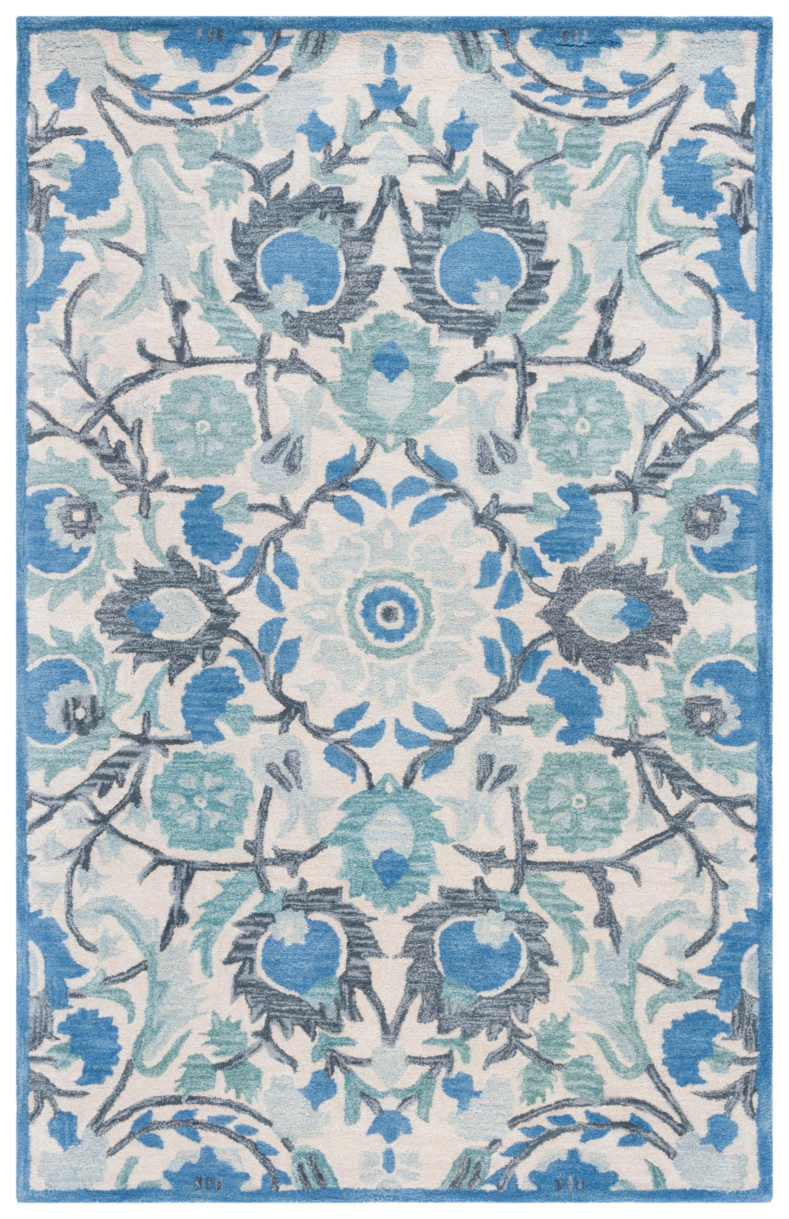 Antiquity AT59 Hand Tufted Area Rug - Ivory/Blue - 5'x8' - Safavieh.