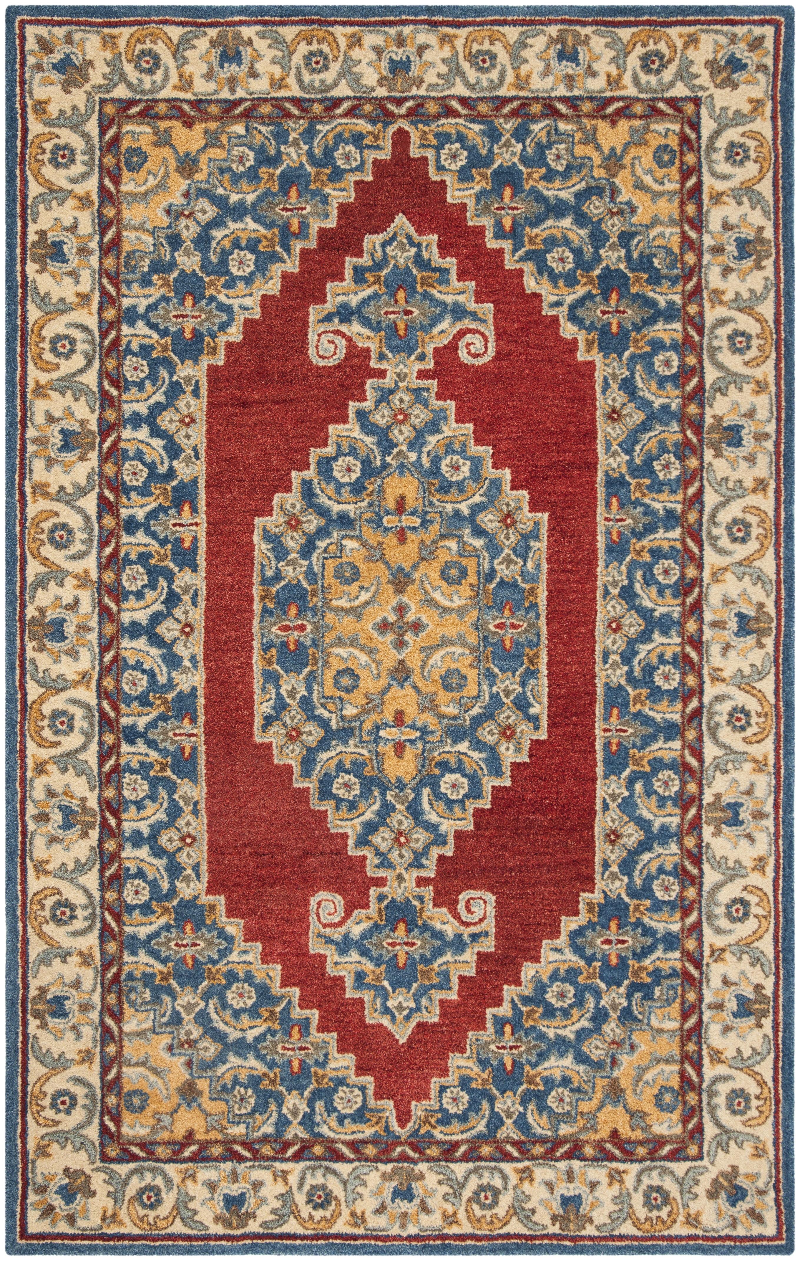 Antiquity AT505 Hand Tufted Area Rug - Blue/Red - 6'x9' - Safavieh.
