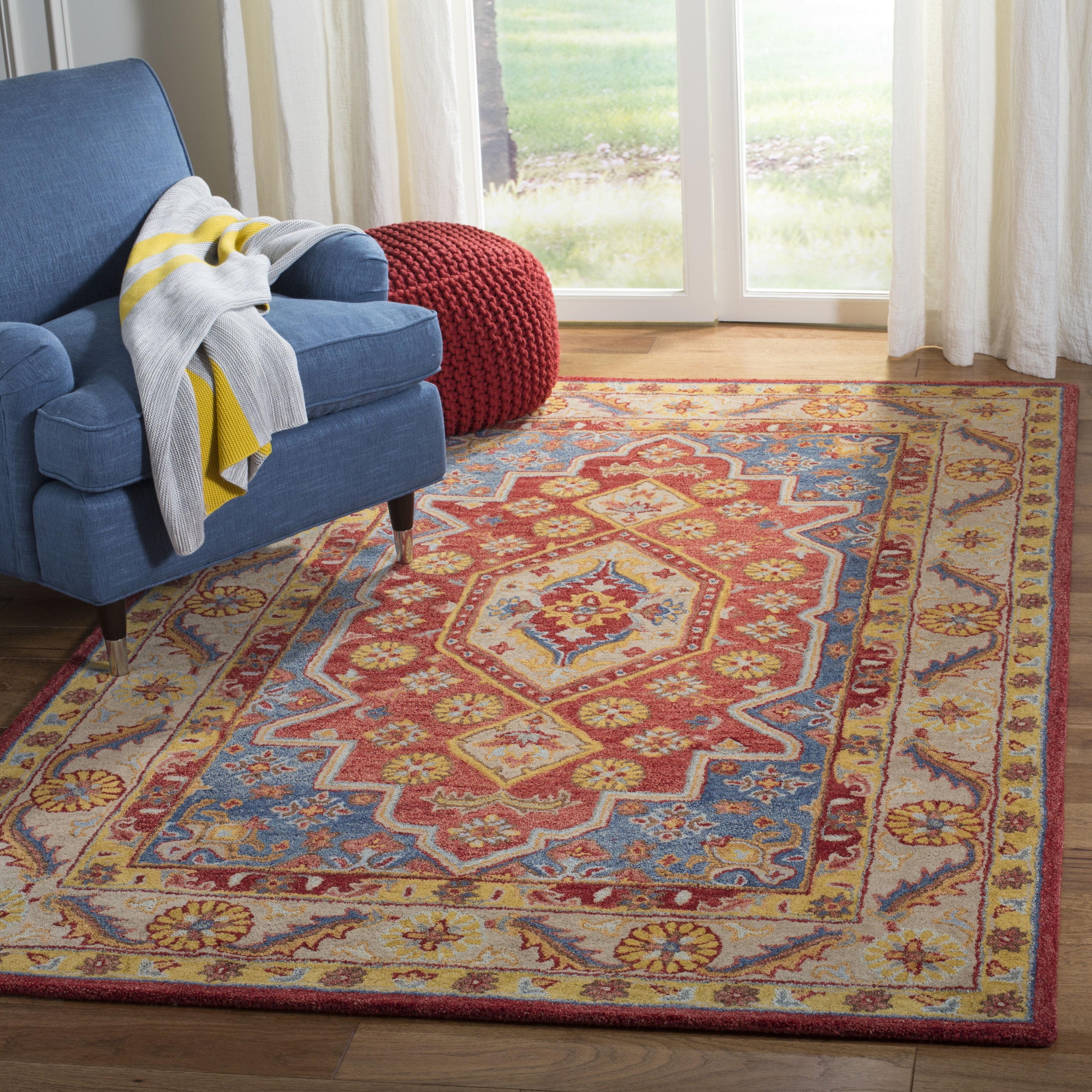Antiquity AT503 Hand Tufted Area Rug - Red/Blue - 5'x8' - Safavieh.