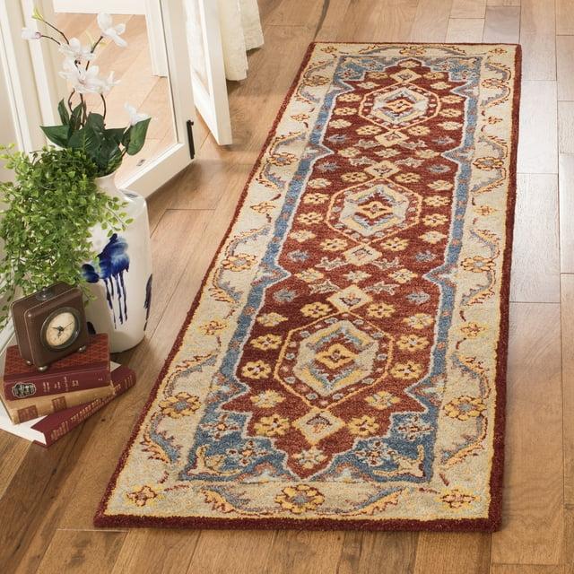 Antiquity AT503 Hand Tufted Runner Rug - Red/Blue - 2'3"x8' - Safavieh.