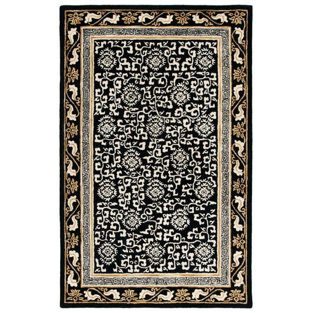 Antiquity AT860 Hand Tufted Indoor Area Rug - Black/Ivory - 4'x6' - Safavieh