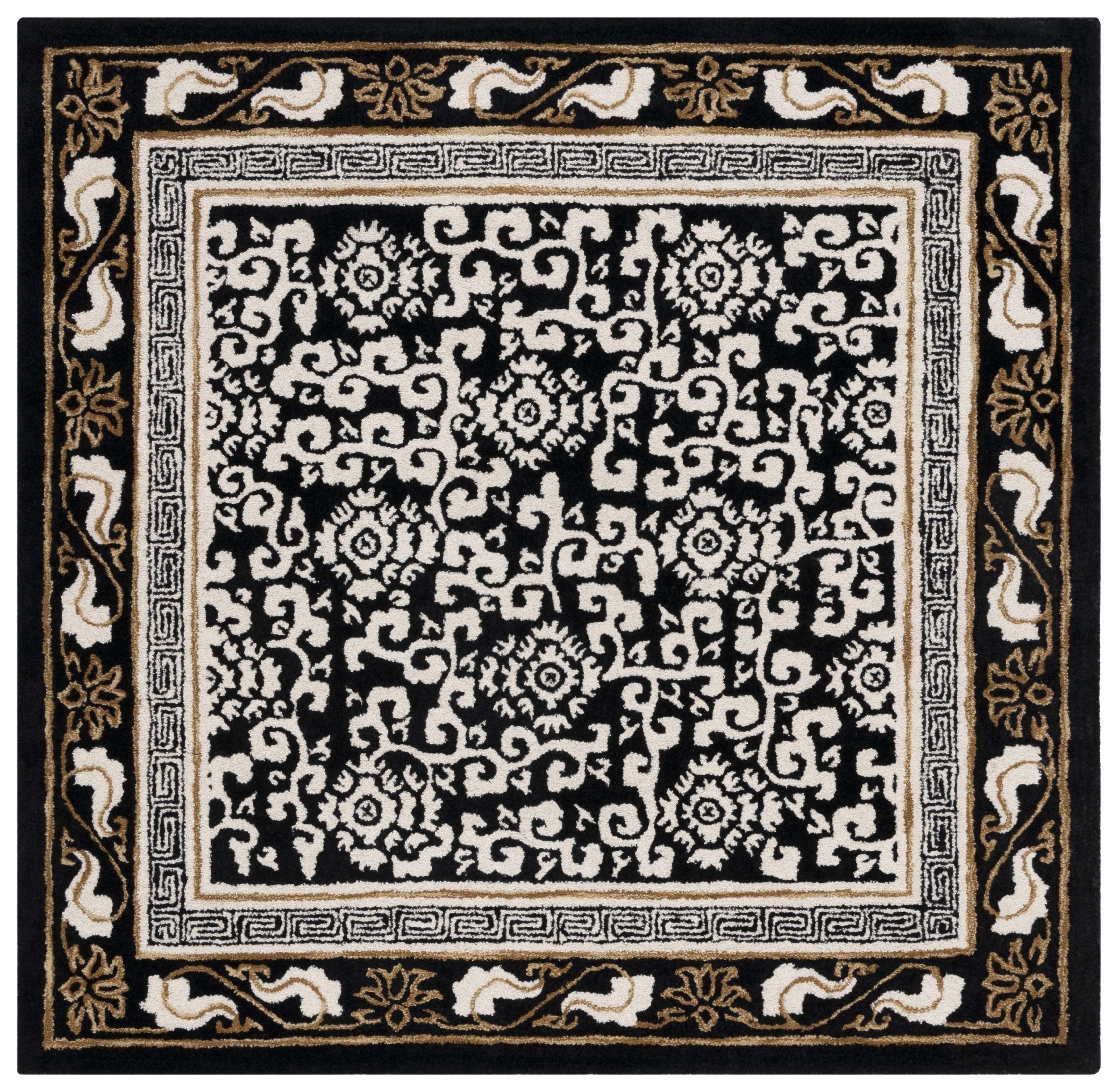 Antiquity AT860 Hand Tufted Indoor Area Rug - Black/Ivory - 6'x6' - Safavieh