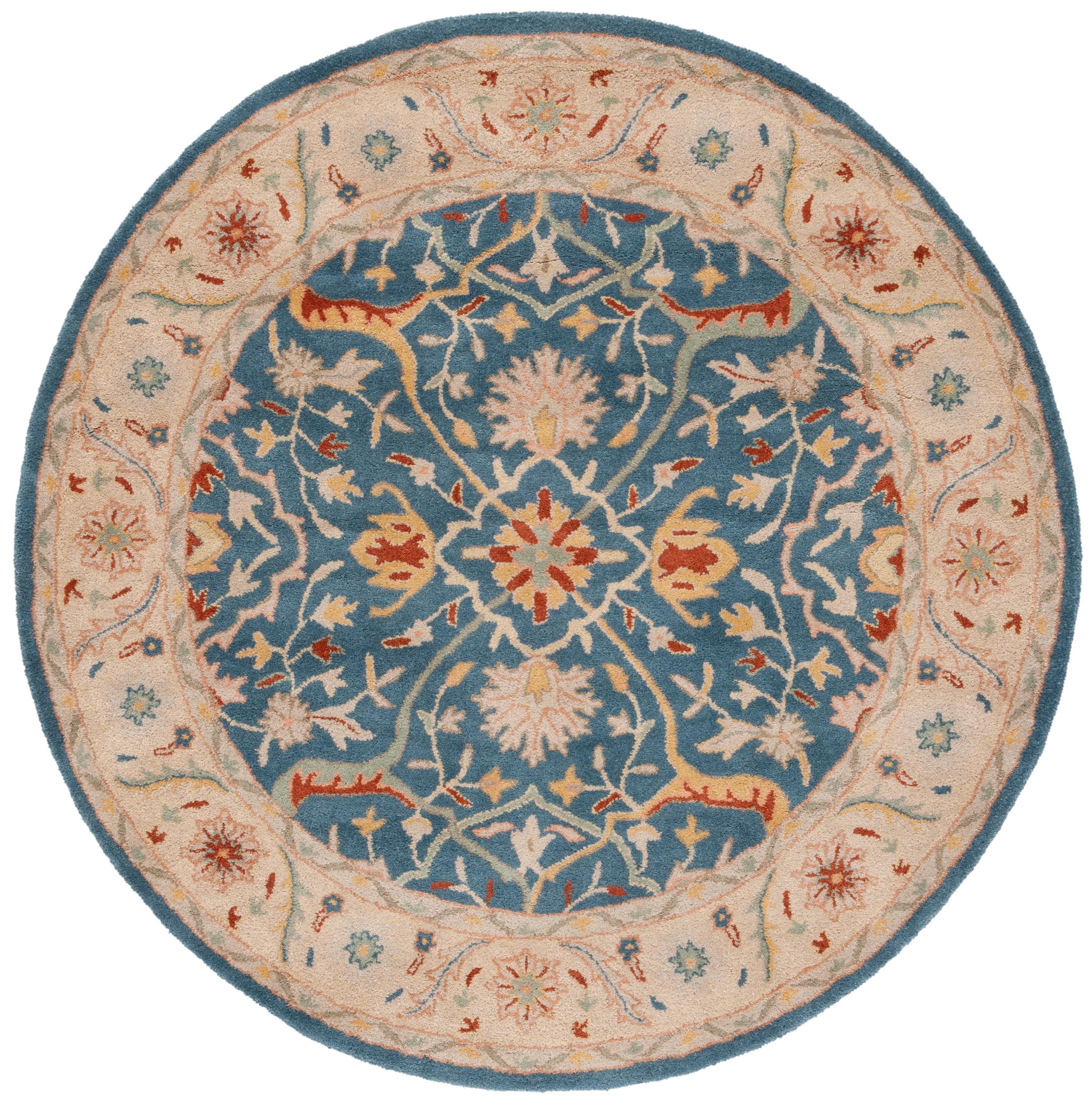 Antiquity AT14 Hand Tufted Indoor Area Rug - Blue - 3'6" Round - Safavieh