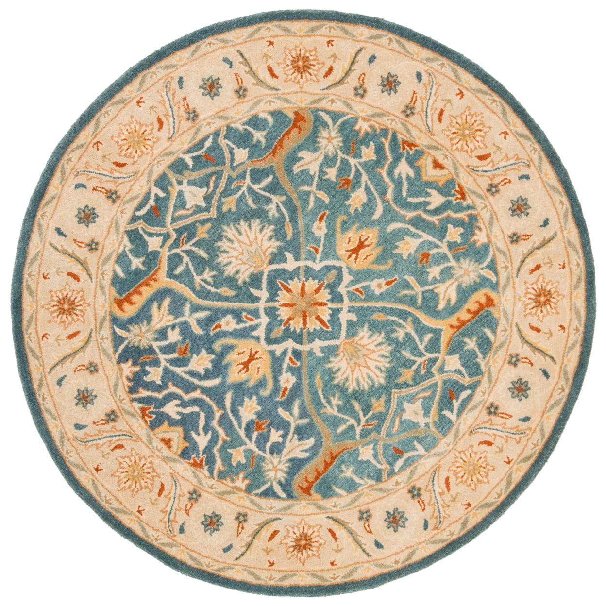 Antiquity AT14 Hand Tufted Indoor Area Rug - Blue - 3'6" Round - Safavieh