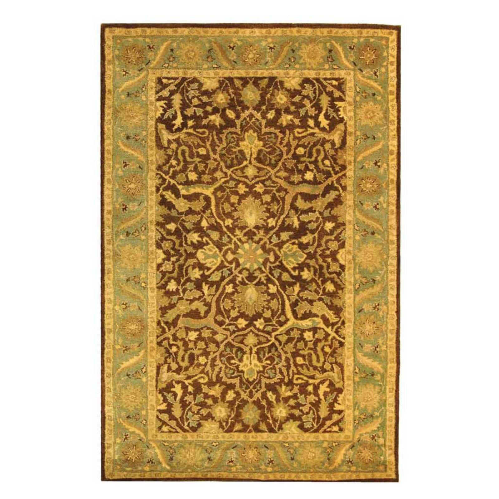 SAFAVIEH Antiquity Toireasa Traditional Floral Wool Area Rug, Brown/Green, 7'6" x 9'6" Oval