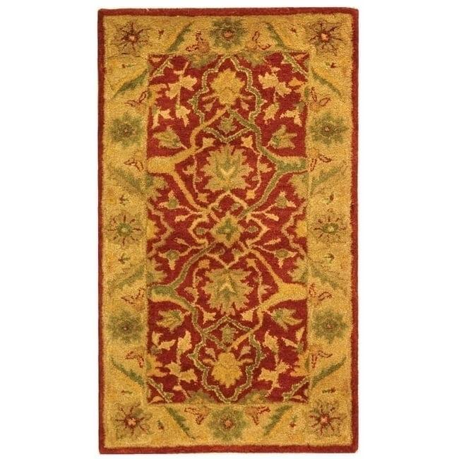 Hand-Tufted Antique Rust Wool Rectangular Rug - 27" x 4"