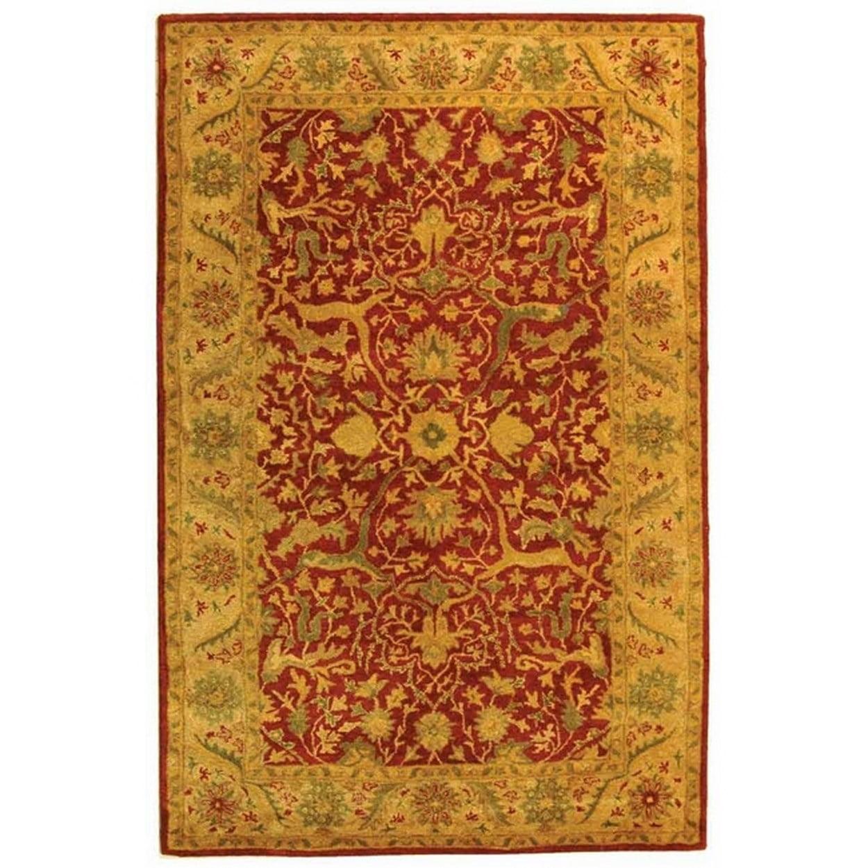 SAFAVIEH Antiquity Toireasa Traditional Floral Wool Area Rug, Rust, 5' x 8'