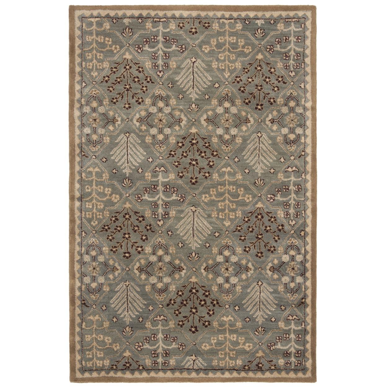 SAFAVIEH Antiquity Trafford Floral Geometric Wool Area Rug, Light Blue/Gold, 5' x 8'