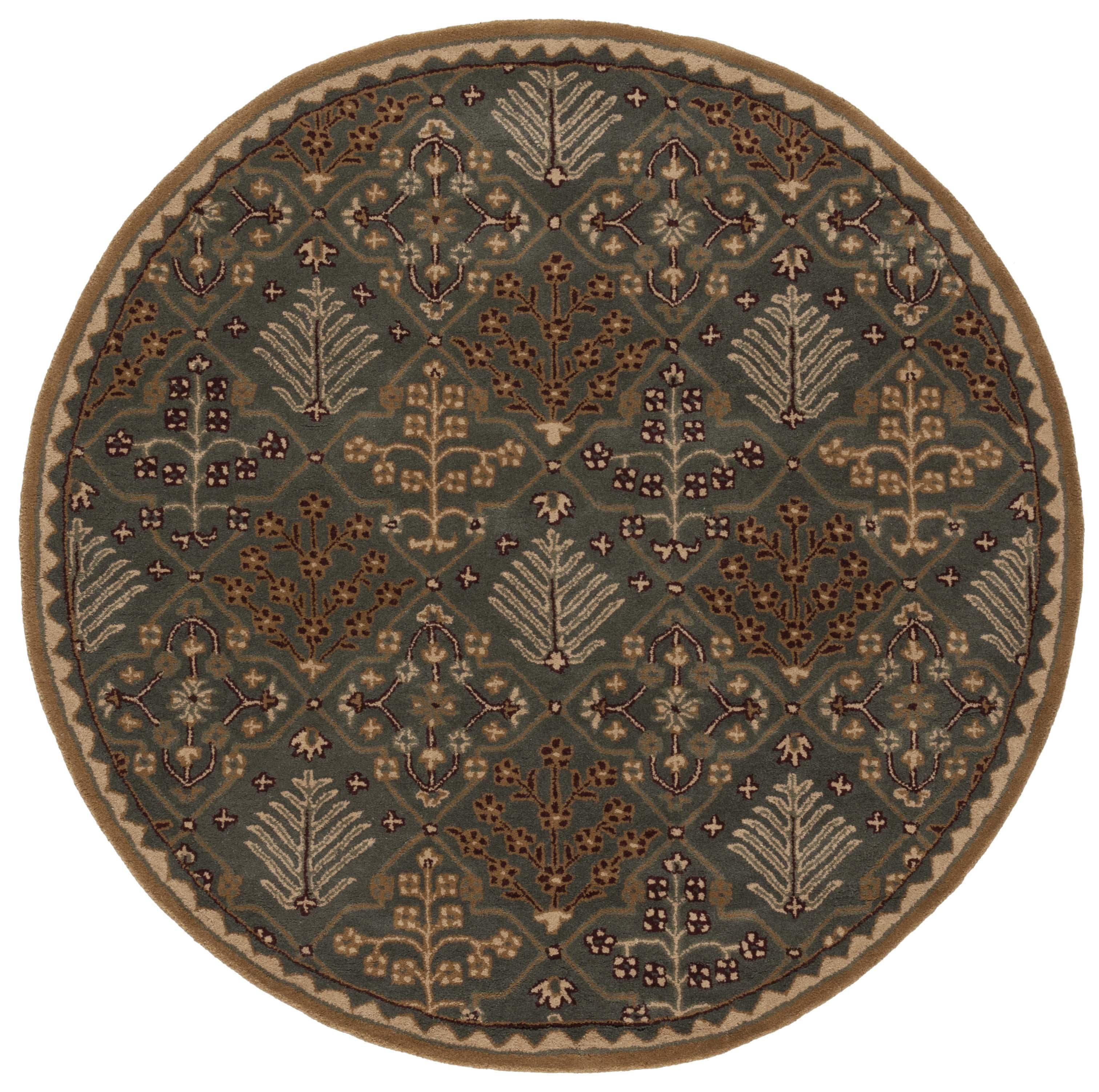 Antiquity AT613 Hand Tufted Area Rug - Light Blue/Gold - 8' round - Safavieh.