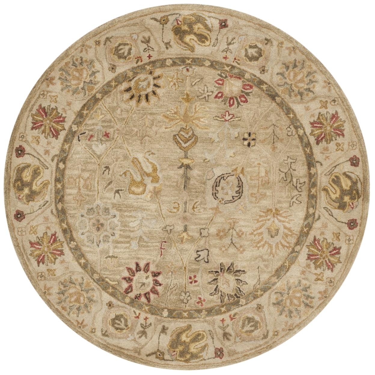 Antiquity AT14 Hand Tufted Indoor Area Rug - Ivory - 6' Round - Safavieh