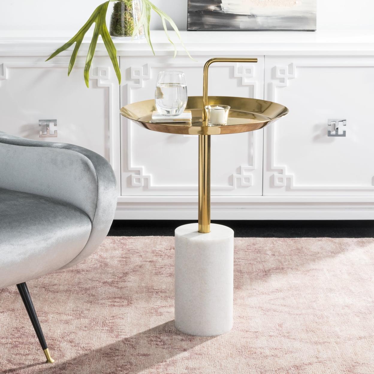 Apollo Round Brass and Marble Accent Table