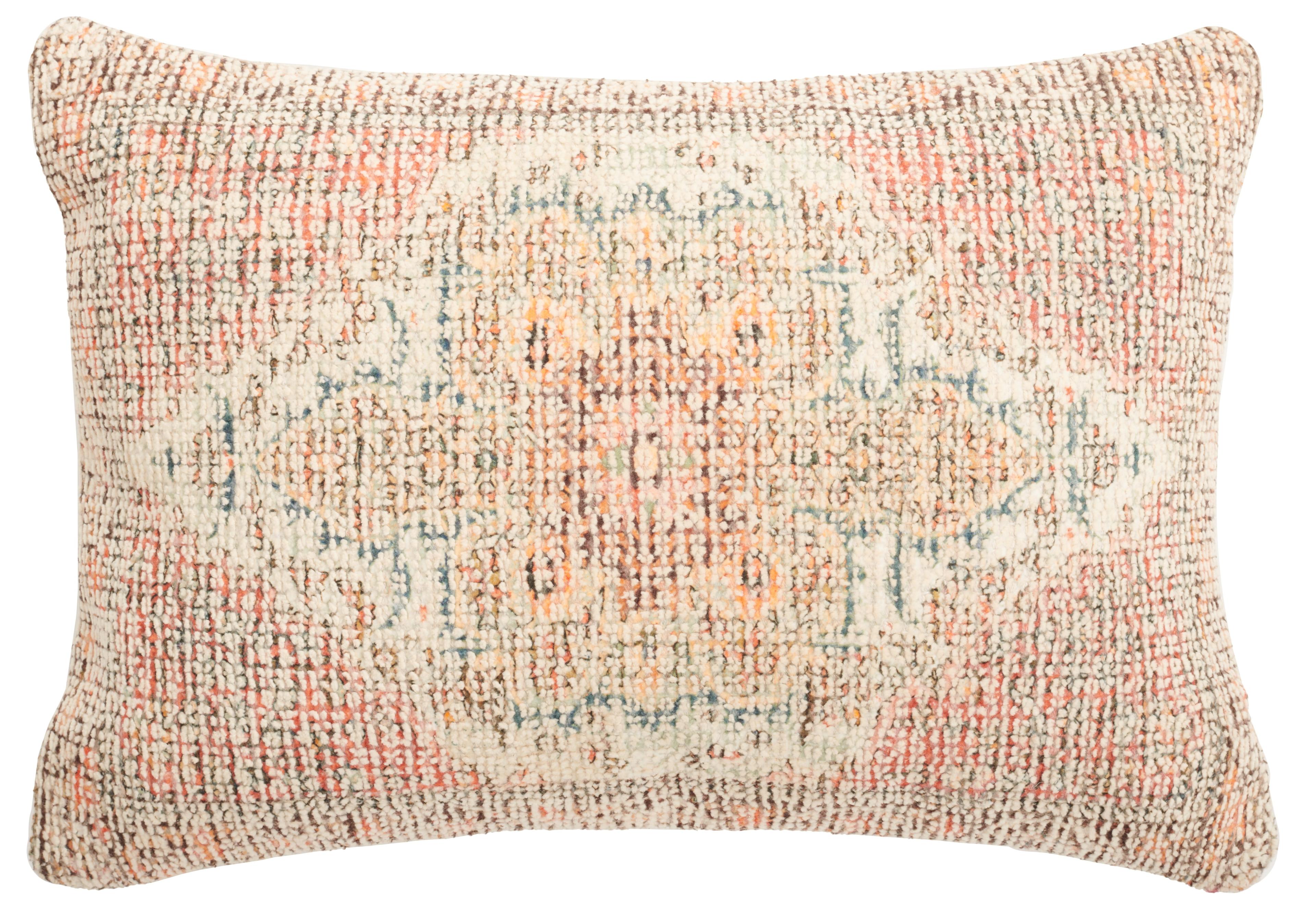 Ara 16 x 22 Inch Rust Cotton & Polyester Lumbar Pillow