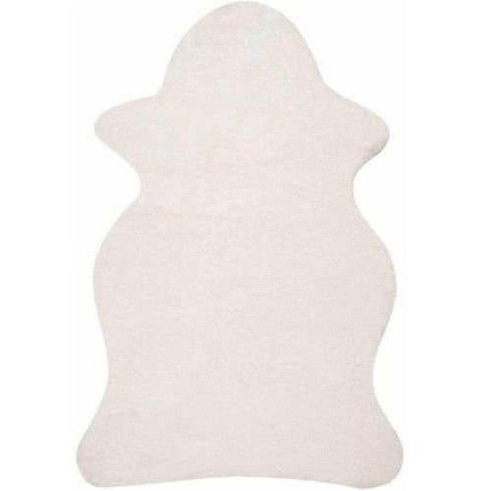 Ivory Luxe Handmade Tufted Round Shag Sheepskin Synthetic Rug