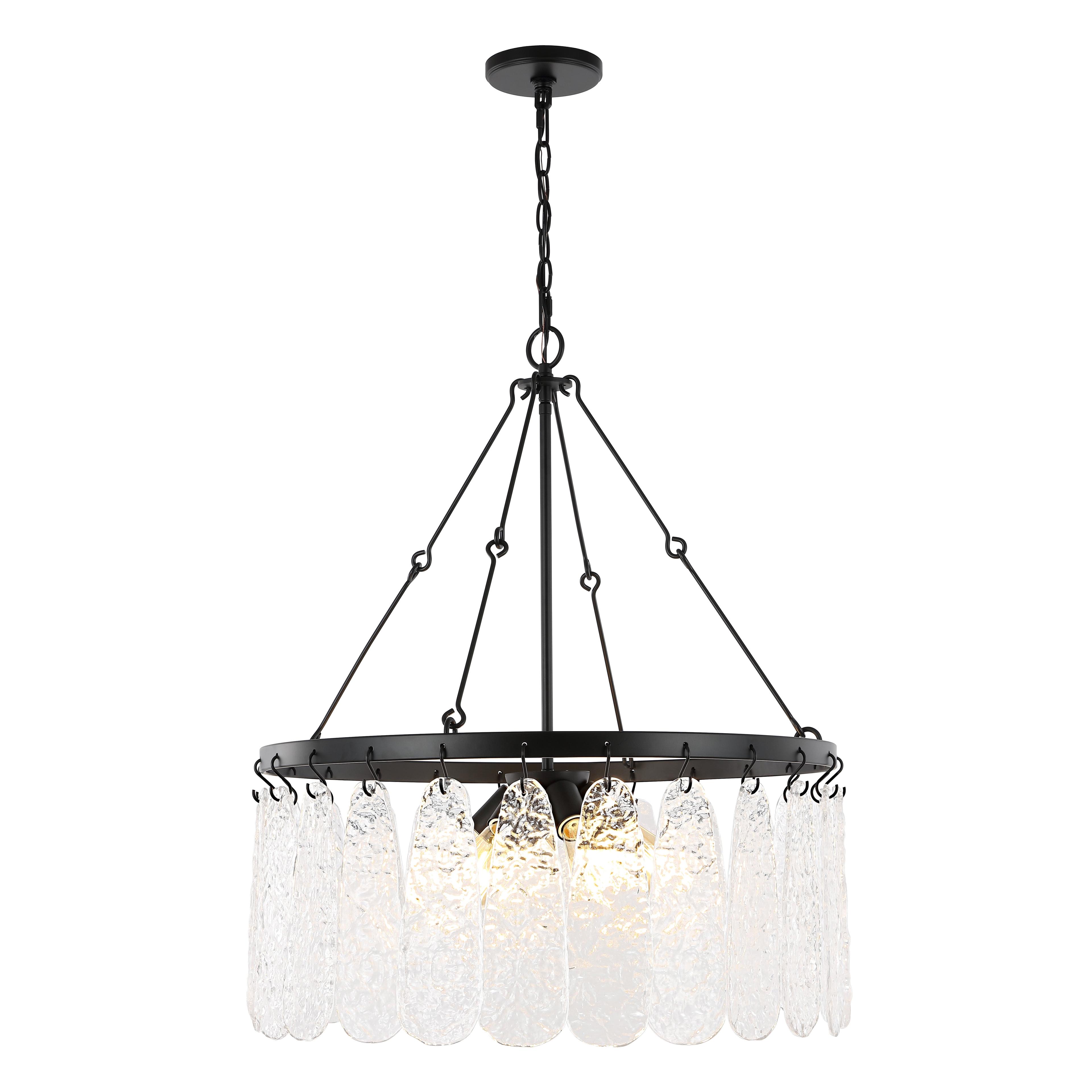 Aremythia Black Iron and Crystal 6-Light Chandelier