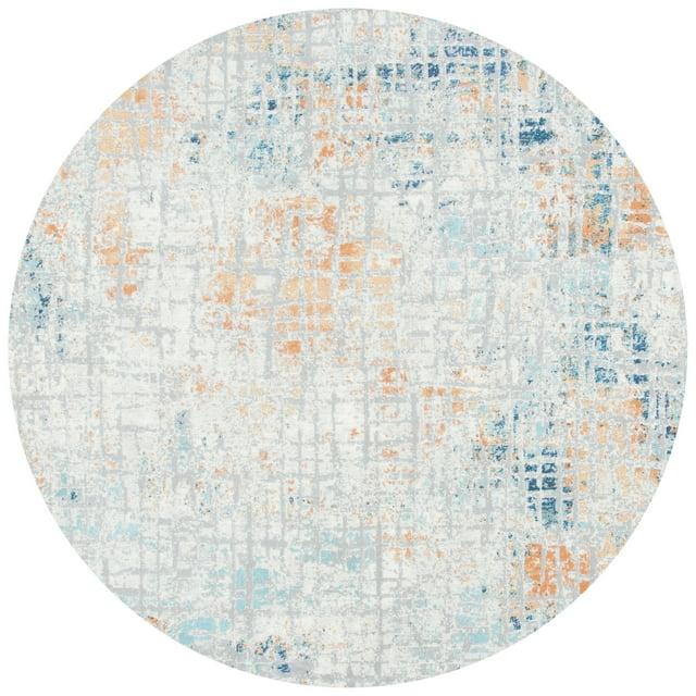 Aria ARA587 Power Loomed Indoor Area Rug - Rust/Blue - 6'7" Round - Safavieh