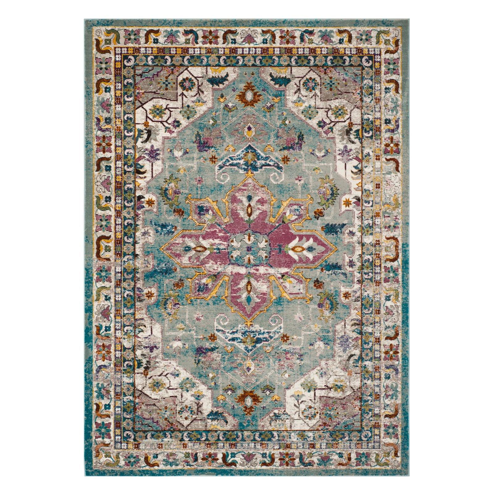 Aria ARA160 Power Loomed Runner Rug - Green/Creme - 2'x8' - Safavieh.