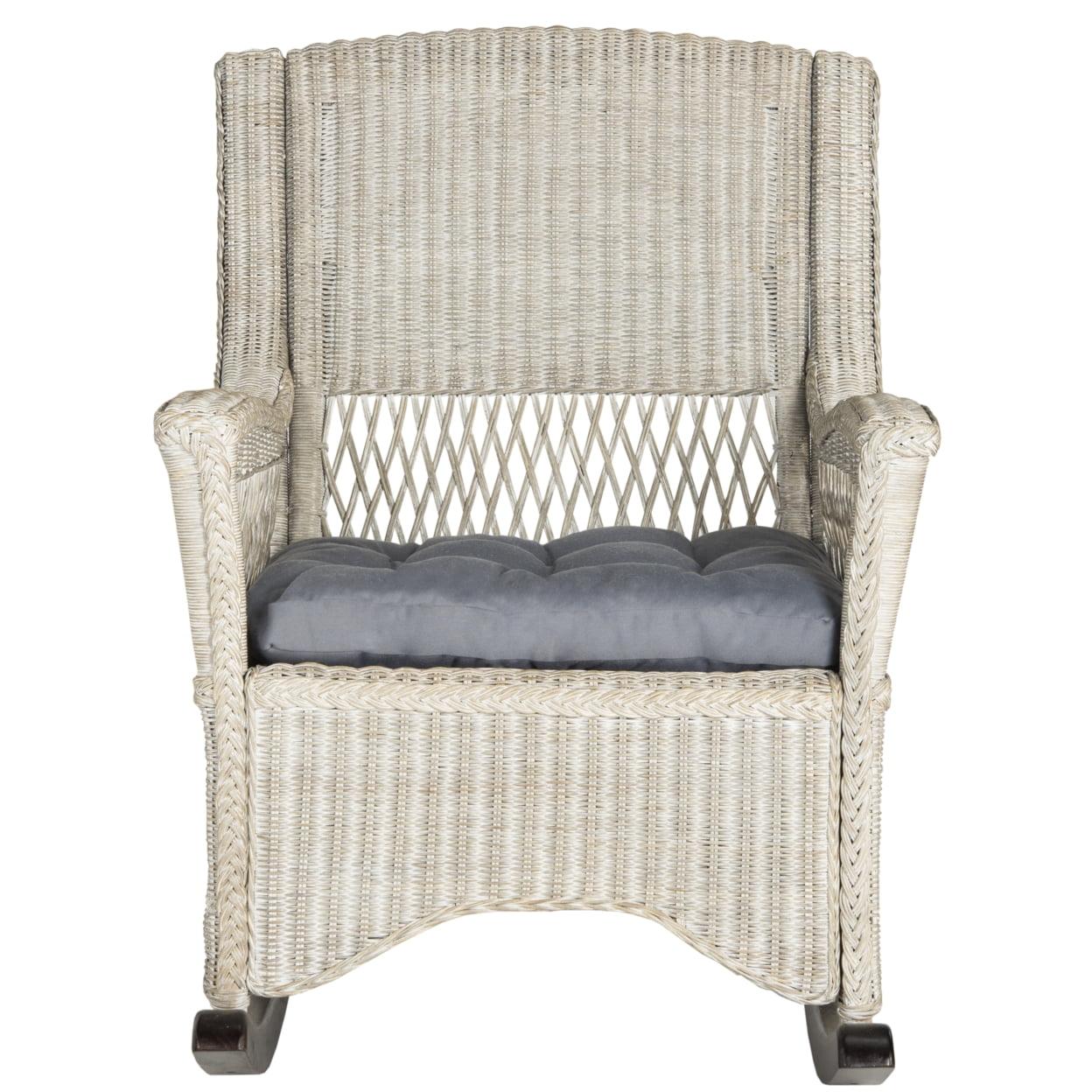 Coastal Chic Antique Grey Rattan Rocking Chair