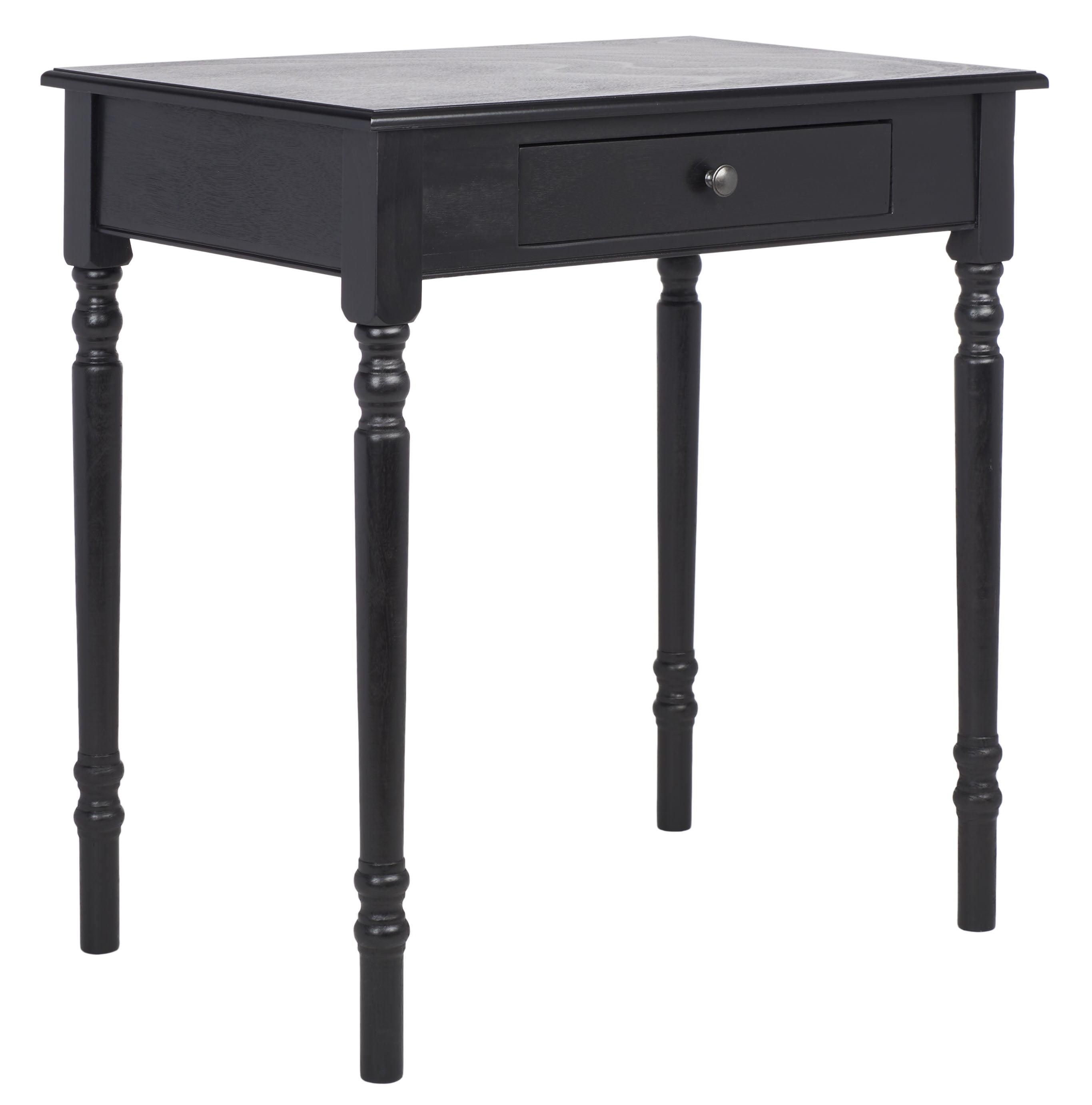 Arina Black Wood Writing Desk with Drawer