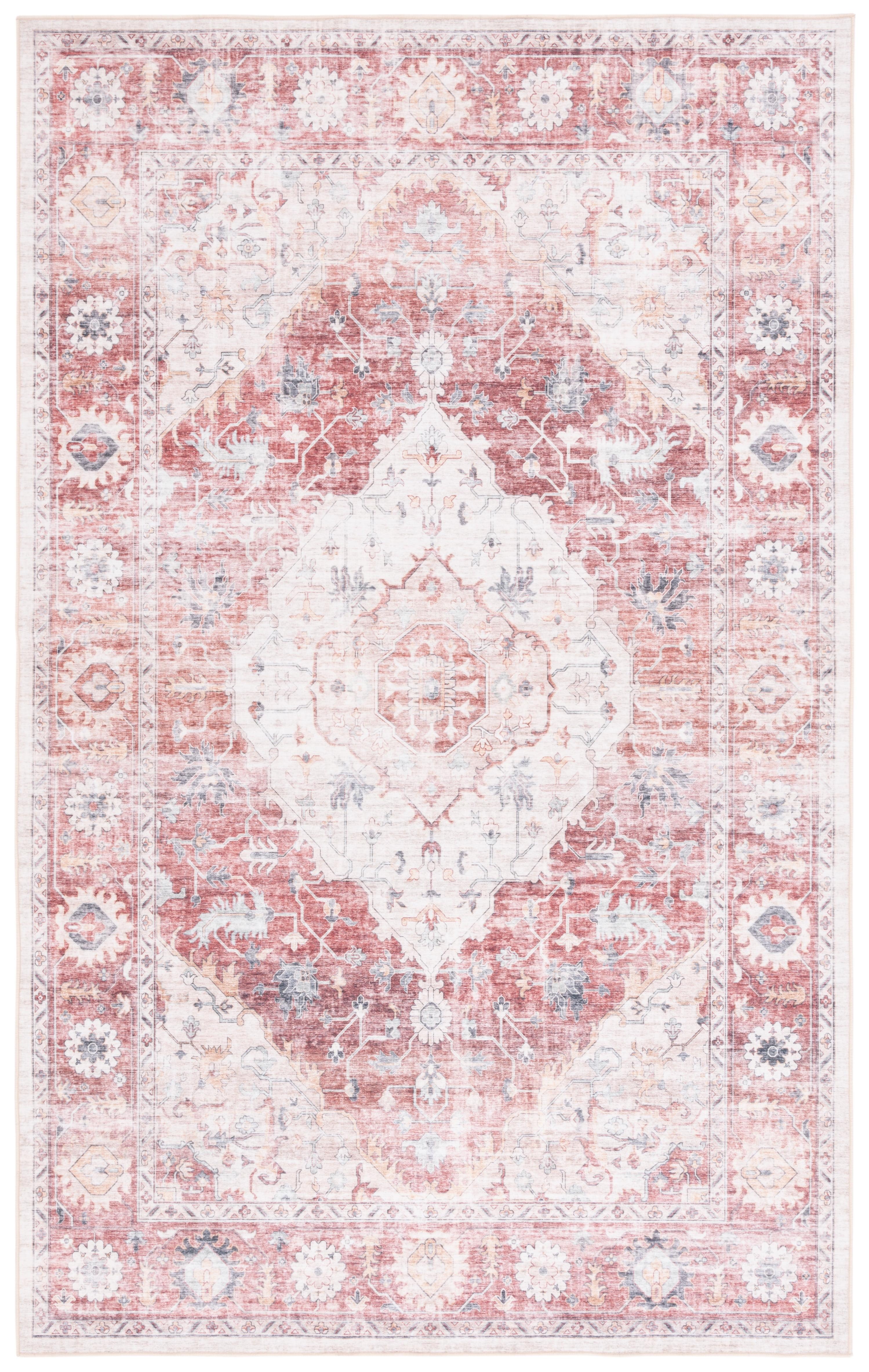 Arizona ARZ517 Power Loomed Machine Washable Area Rug - Light Red/Beige - 6'x9' - Safavieh.