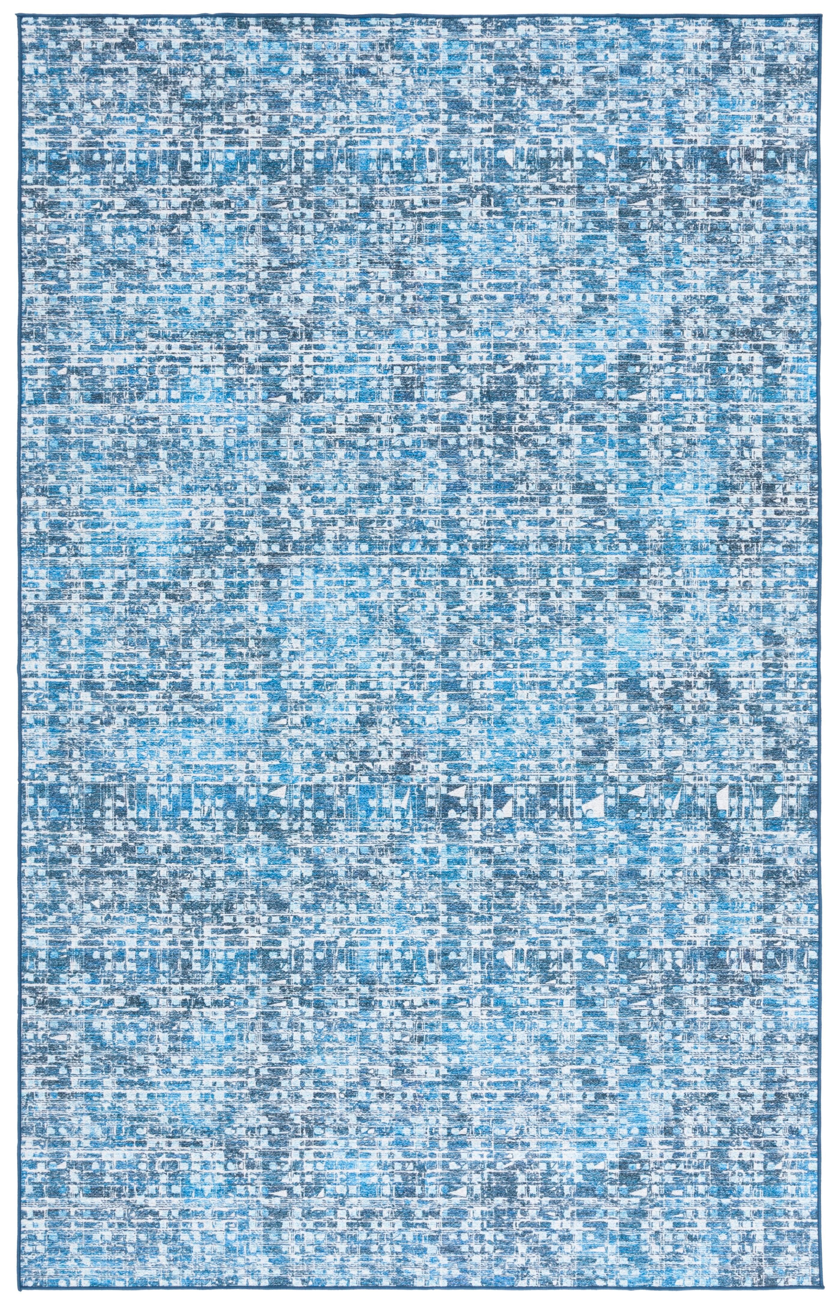 Arizona Blue and Grey Rectangular Washable Synthetic Area Rug