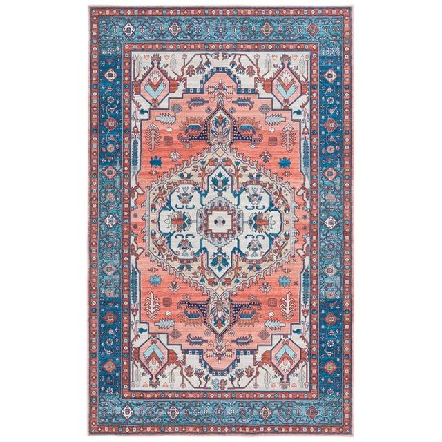 Arizona ARZ105 Power Loomed Machine Washable Area Rug - Rust/Navy - 4'x6' - Safavieh.