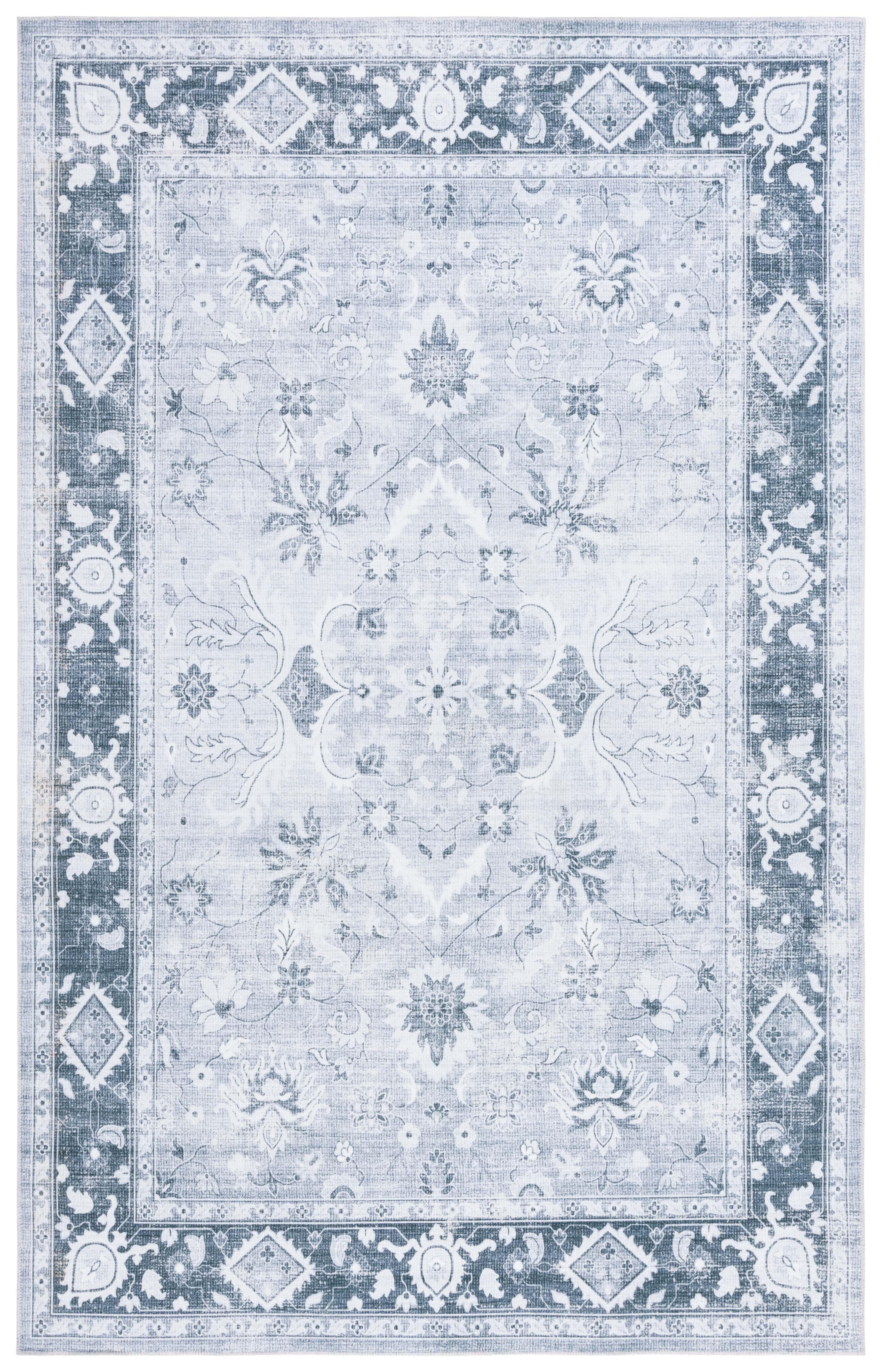 Arizona Gray Synthetic Machine Washable Area Rug 4' x 6'