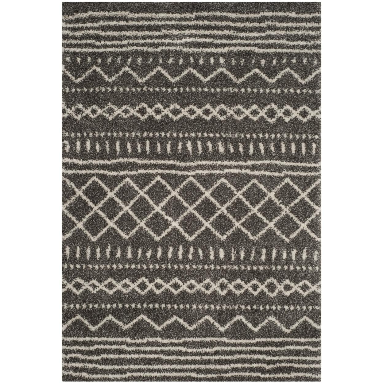 Southwestern Shag Brown & Ivory Geometric Area Rug - 4' x 6'